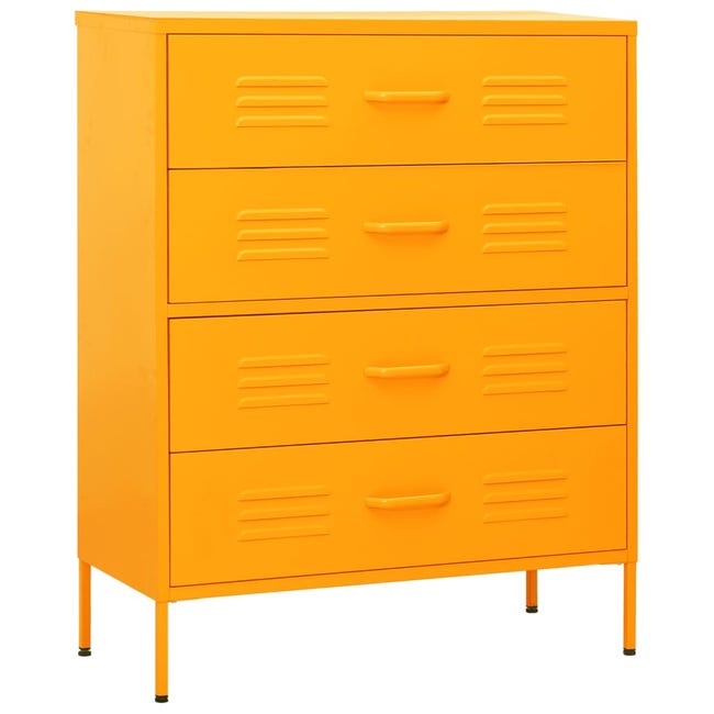 Cassettiera Arancione 80x35x101,5 Cm In Acciaio