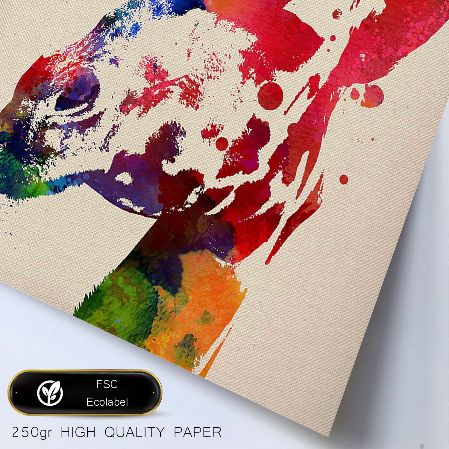 Affiche Girafa 2 Avec Conception Aquarelle. Mélange De Feuilles Avec Un Cadre De Style De Style Aquarelle Clair A3 - 2