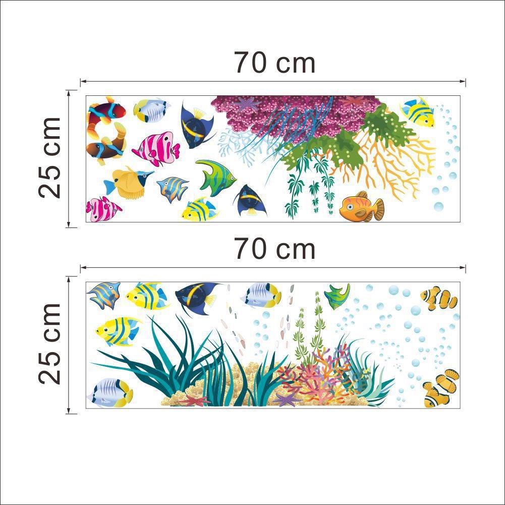 Stickers Muraux Sous la Mer Poissons Tropicaux Autocollants Muraux Mural Stickers Poissons Animaux Marins pour Chambre Enfants Salle de Bain - 4