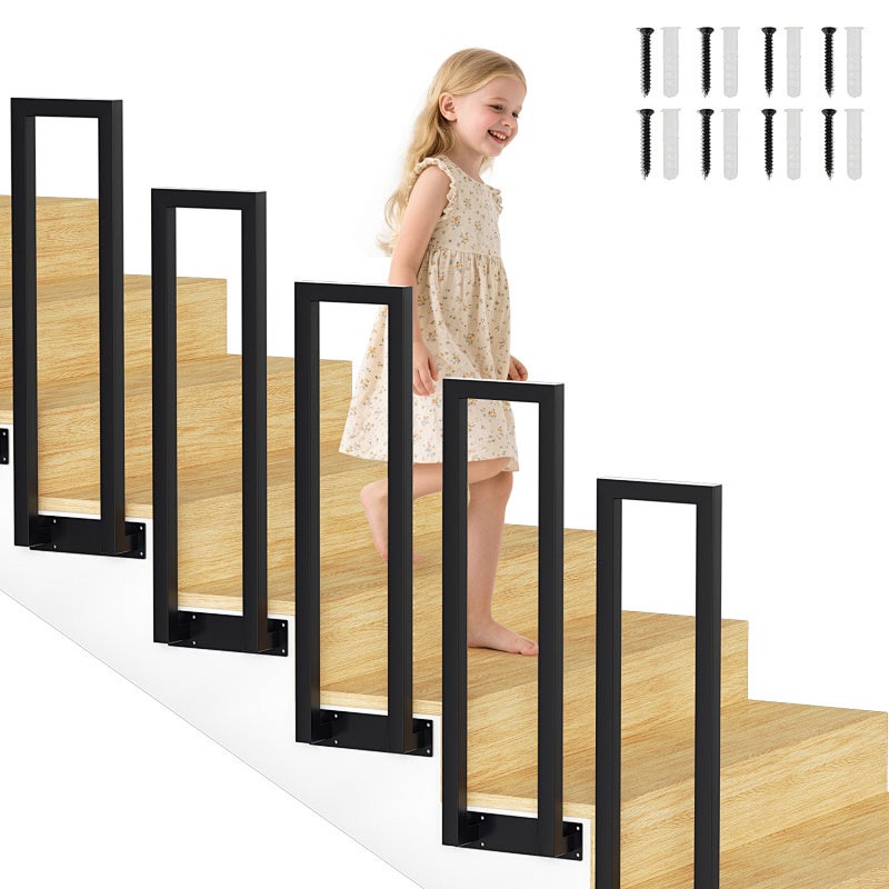 Barandilla de escalera en U de 110 cm, negra, para uso interior Montaje lateral - 8