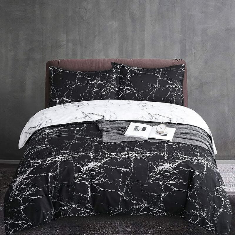 Parure De Lit 3 Pièces MOHAP – Housse De Couette 220x240cm Et 2 Taies 65x65cm – Blanc Microfibre