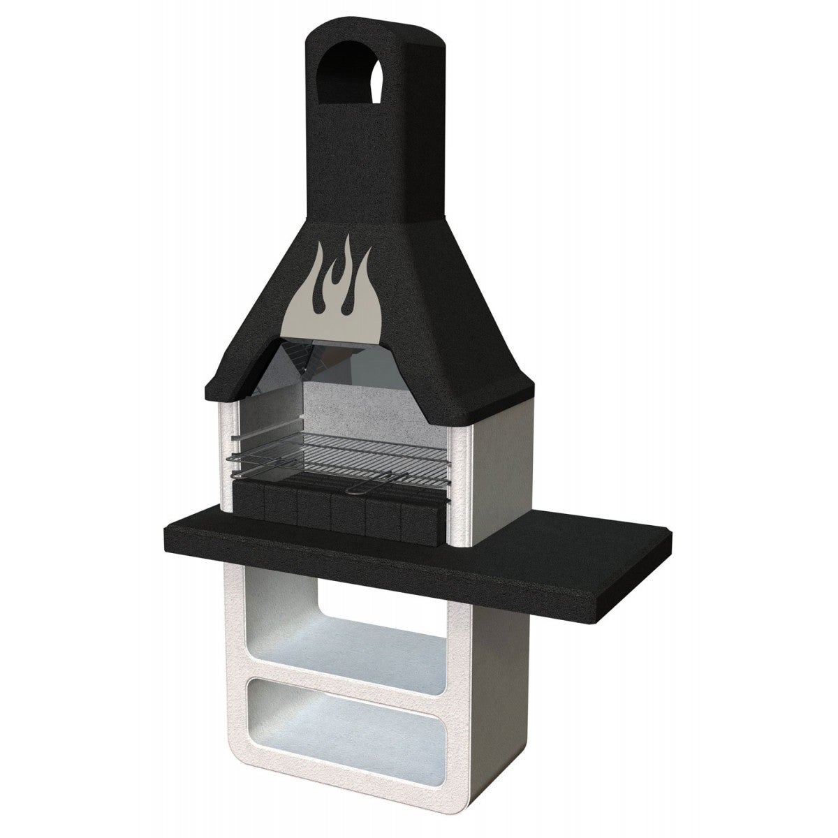 Barbecue In Cemento Con Cappa - Griglia Large 77x45cm, Piano Lavoro 125cm, Acciaio INOX - Foto 12