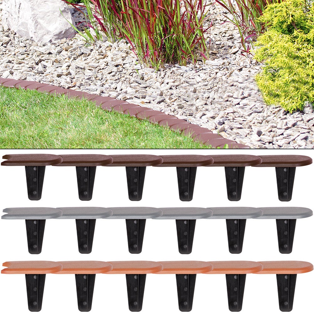 Bordure De Jardin Plastique Aspect Laiton Bronze - Longueur 3,80 M (12 éléments) - Résistante UV Et Intempéries