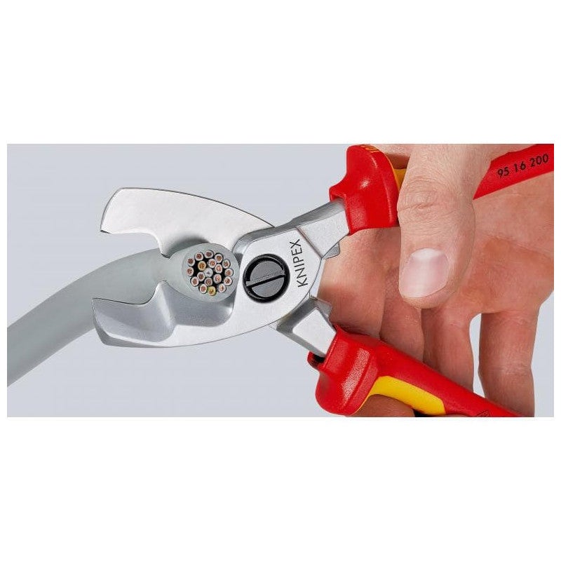 Coupe-câbles à double tranchant VDE, tête chromée, poignées à gaine en plastique, Long. : 200 mm - 2