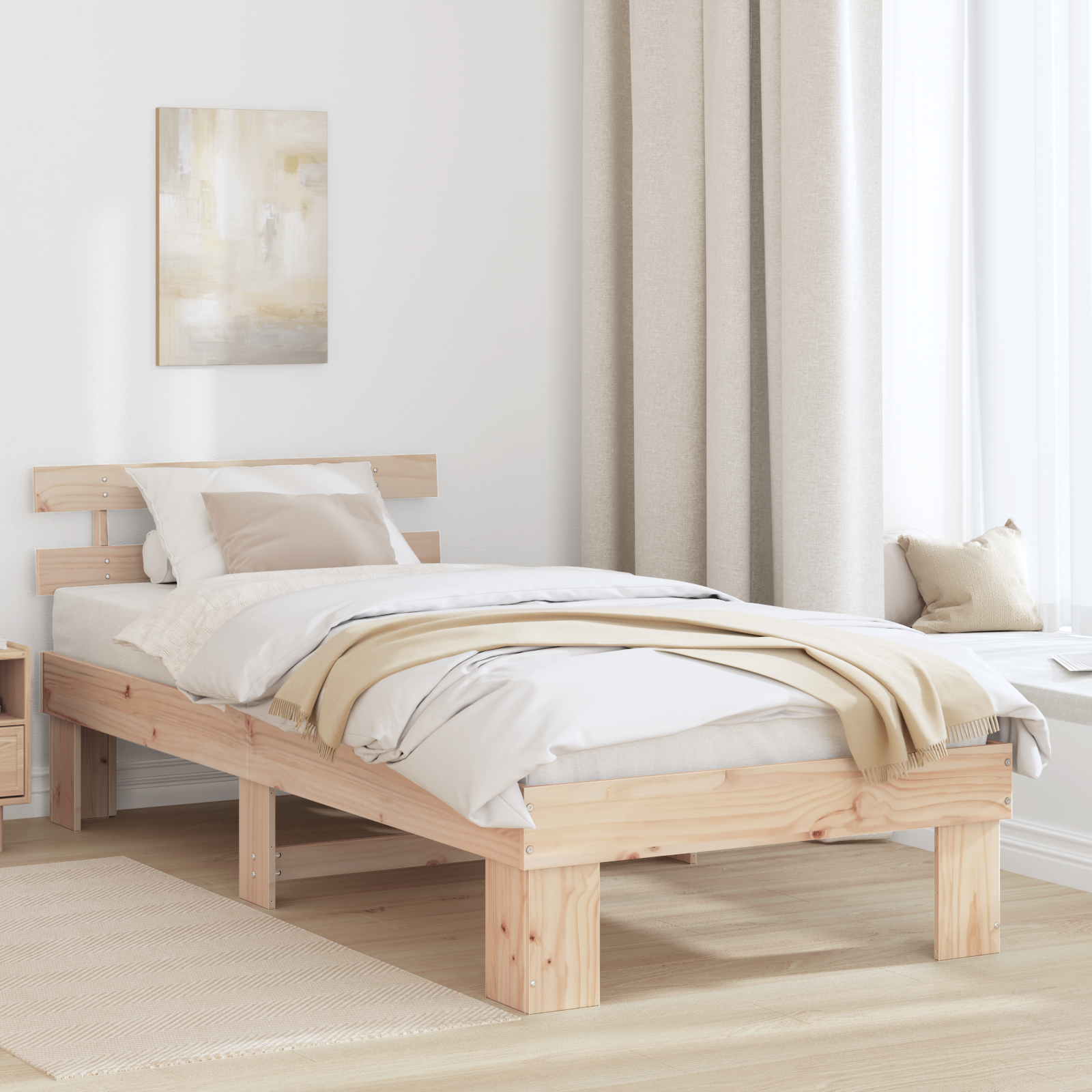 Ramka łóżka Naturalny 80 x 200 cm Lite drewno sosnowe vidaXL