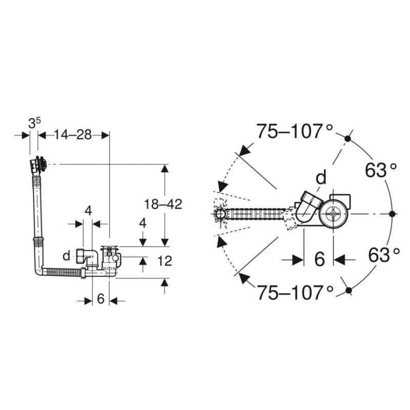 Vidage de baignoire geberit à câble pp chromé - 150.616.21.1 - 2