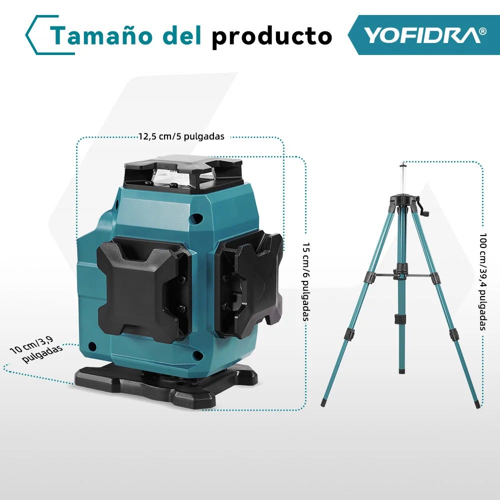 OBOSOE Livella laser 4D, 16 linee, autolivellante a 360°, misurazione verticale e orizzontale, treppiede da 1 metro incluso, batterie non incluse - 2