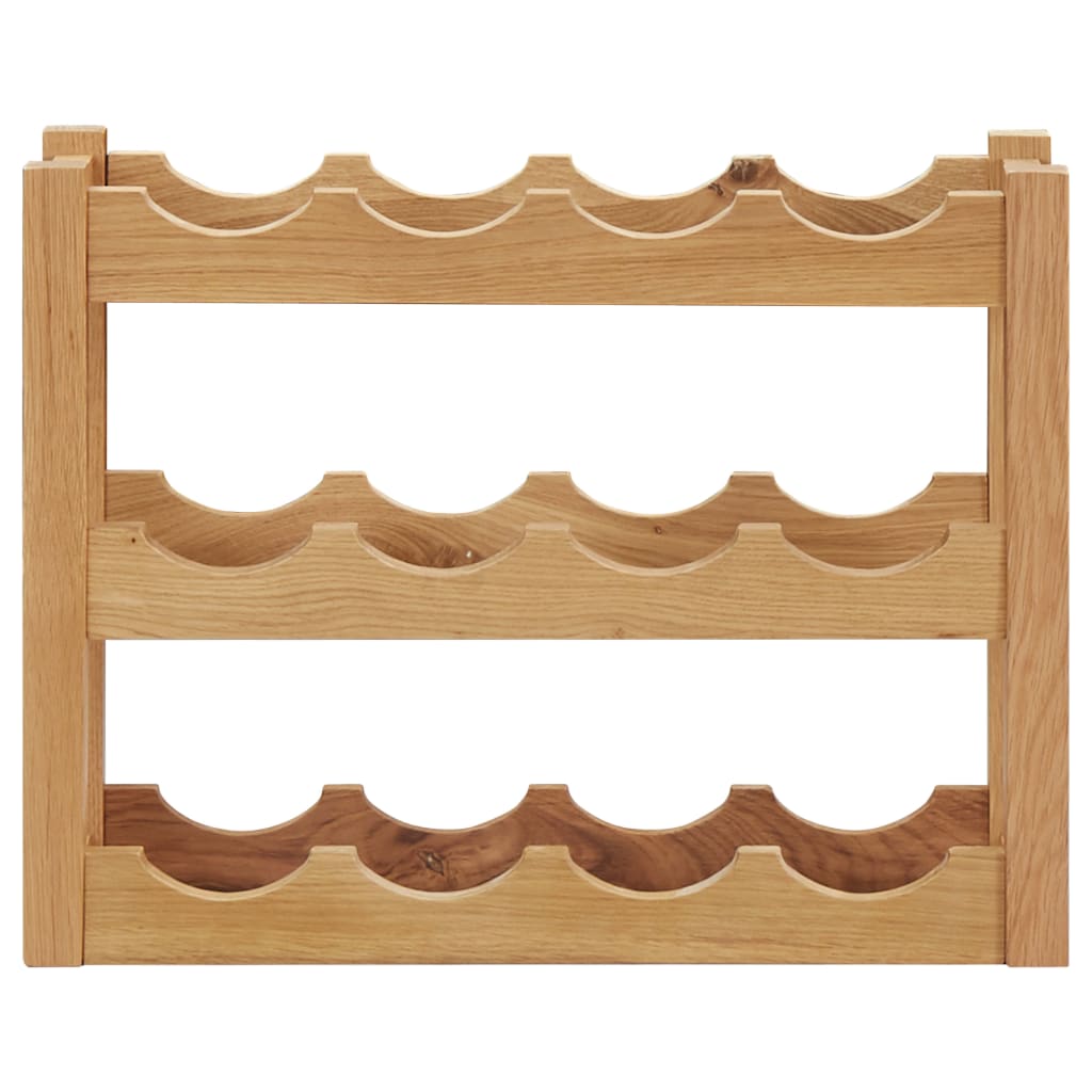 Botellero para 12 botellas en madera maciza de roble 47x21x36 cm