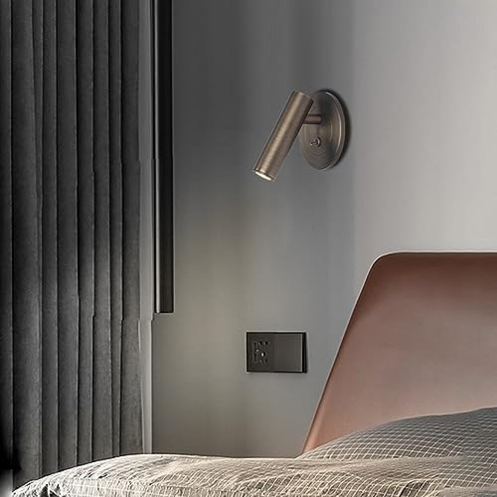Applique murale LED réglable avec interrupteur - Applique de chevet pour chambre à coucher et salon - Luminaire encastré - 3