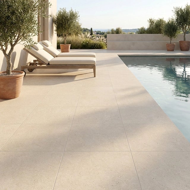 Carrelage sol extérieur effet pierre Turin sable R11 60X60 cm - Réflex Boutique