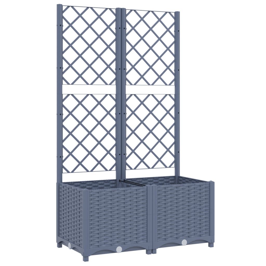 Maison Exclusive - Vaso de jardim com treliça azul-acinzentado 80x40x136 cm PP - 2