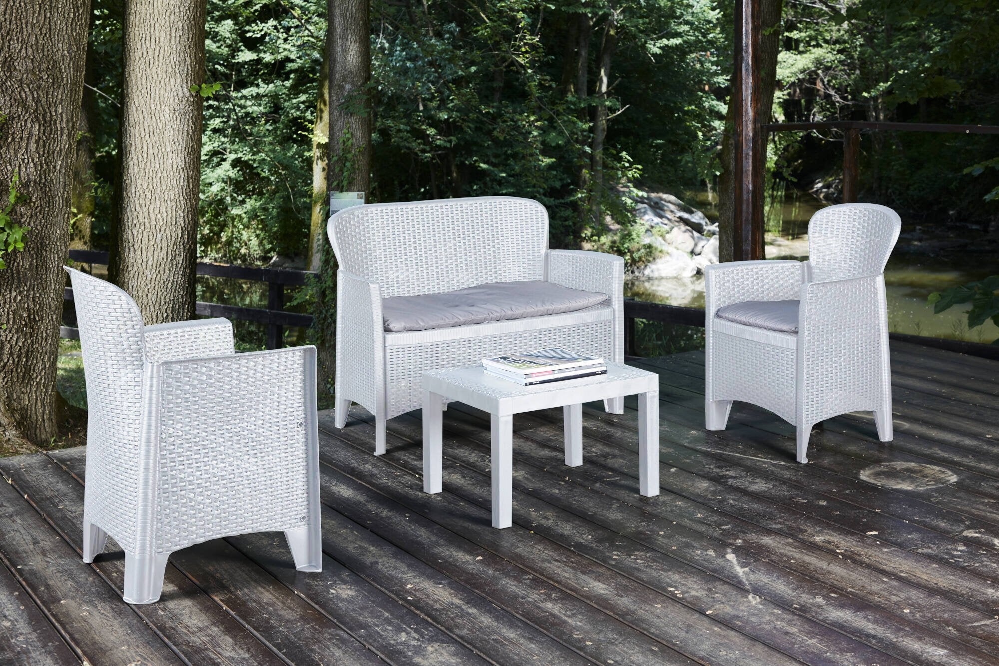 Salon bas de jardin en Plastique Blanc 4 personnes - 5