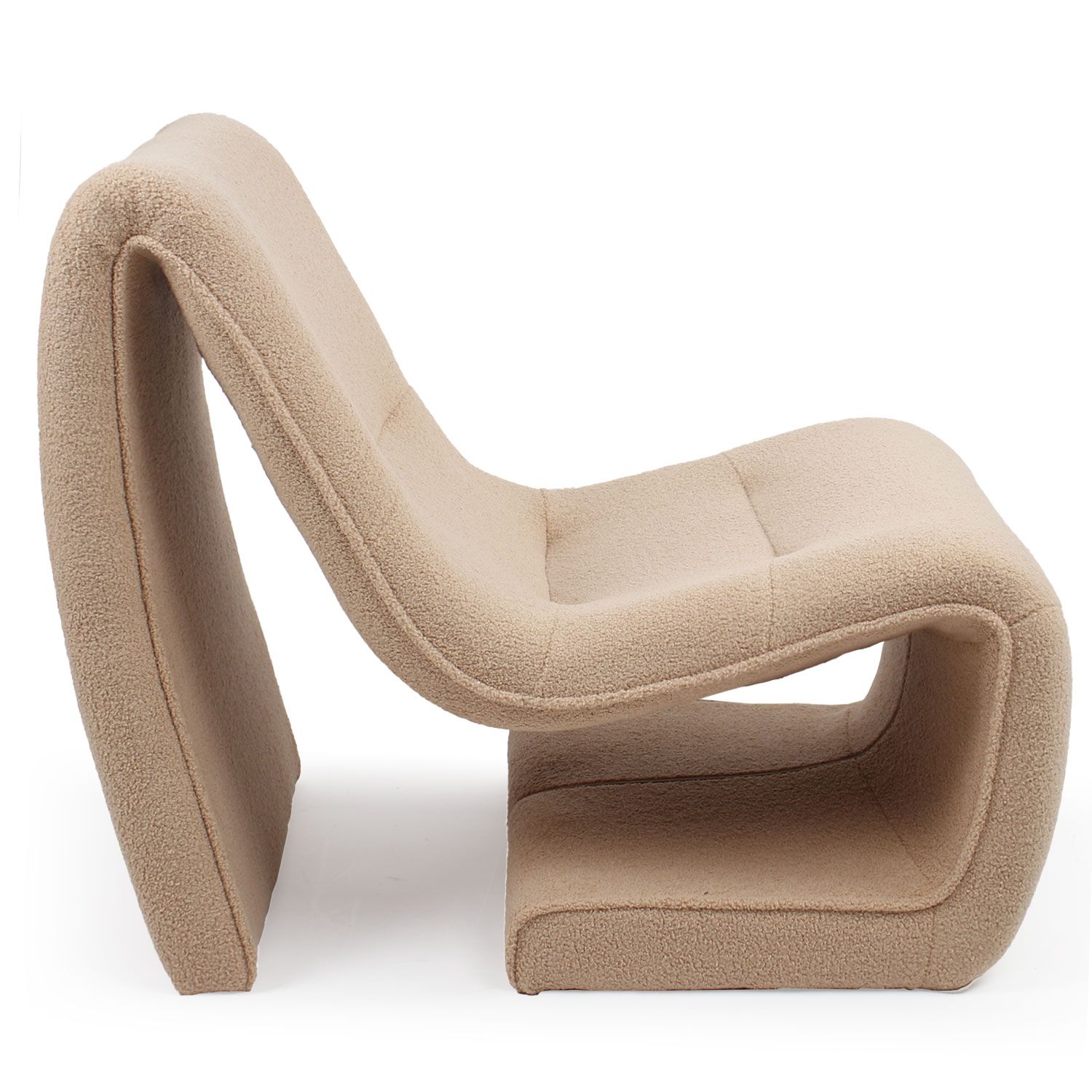 Fauteuil design Feldon Tissu bouclette Taupe clair - 3
