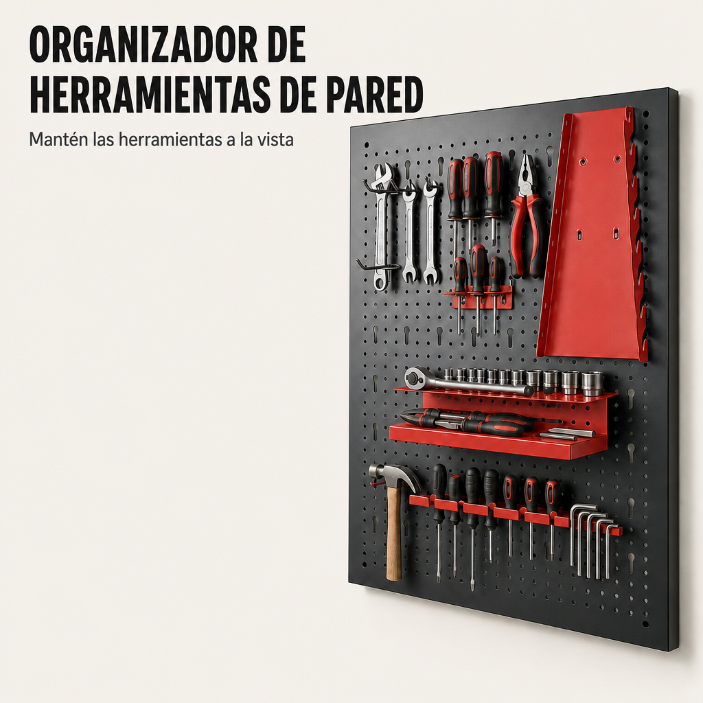 Panel Organizador Metálico Para Herramientas Con Ganchos Y Soportes - 2