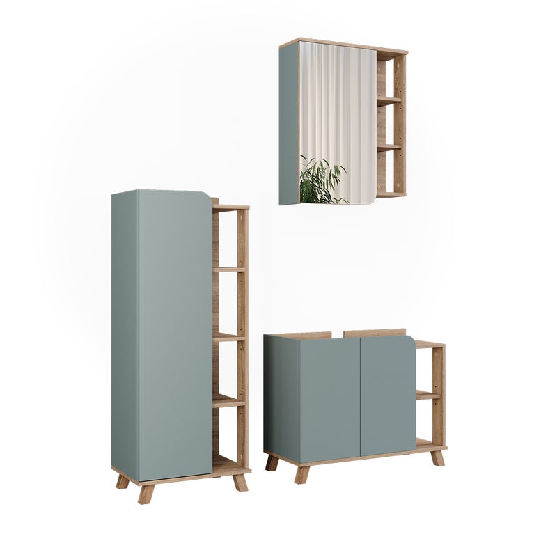 Vicco Zestaw mebli łazienkowych Karen, Sonoma/niebieski, 3 części