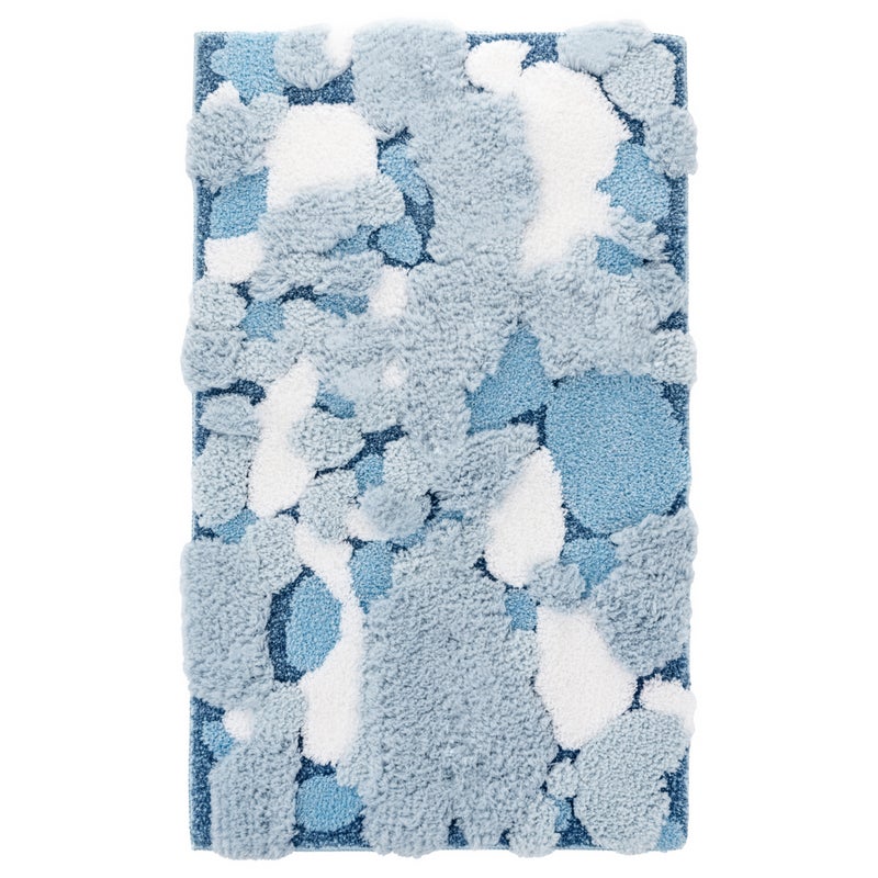 Dywanik łazienkowy Shaggy 3D Gaia 60x100 cm strukturalny niebieski