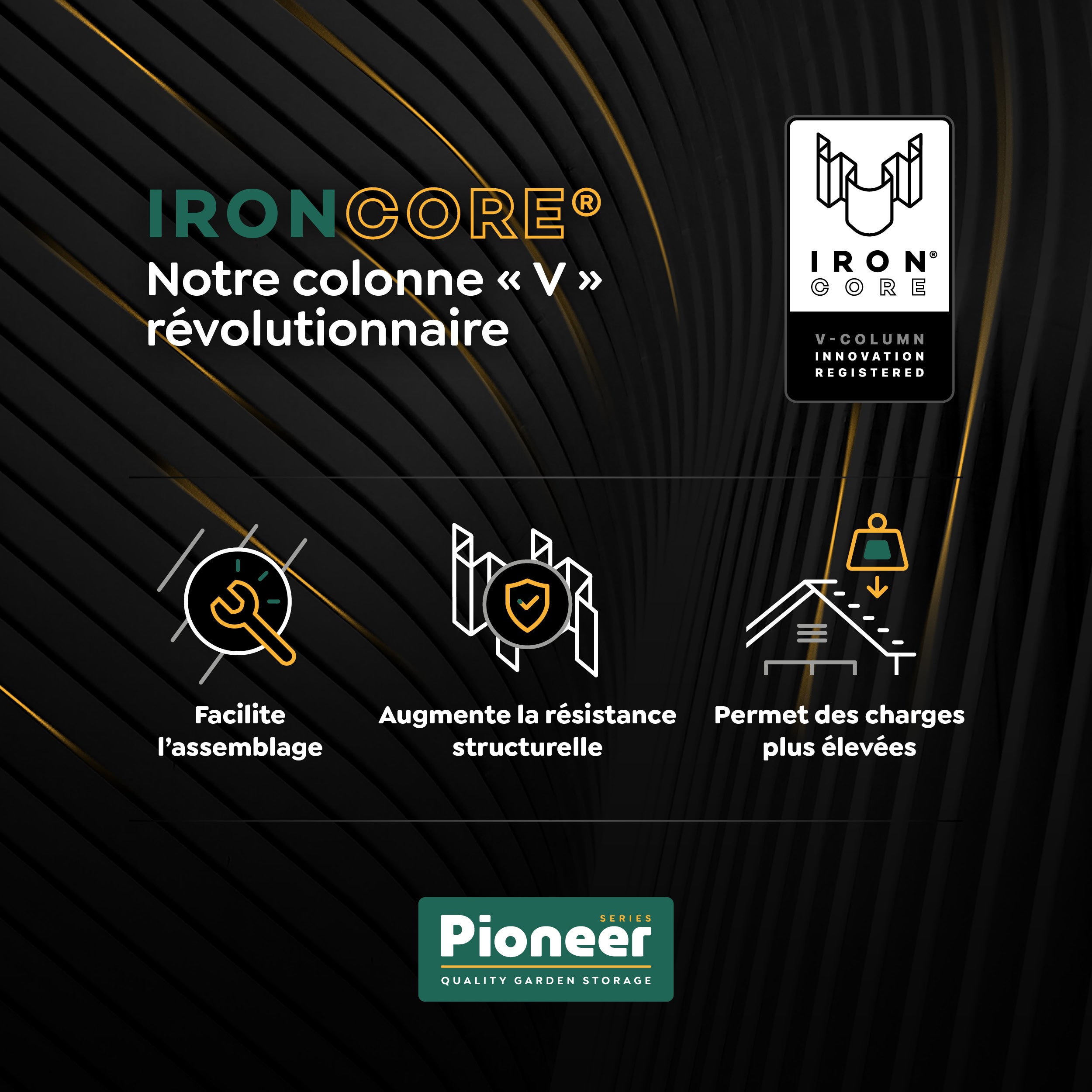 Abri de jardin métal Pioneer Y20 - Structure autoportante - Portes renforcées - Serrure avec clé incluse - Piliers en V - Cabane extérieur 1,14m2 - 5