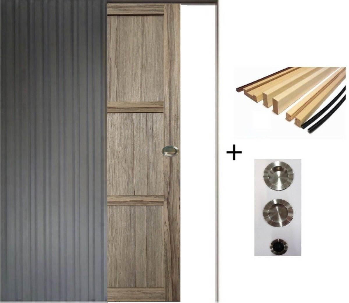 Porte Coulissante Frake 3 Panneaux H204 X L83, Galandage Et Kit ...