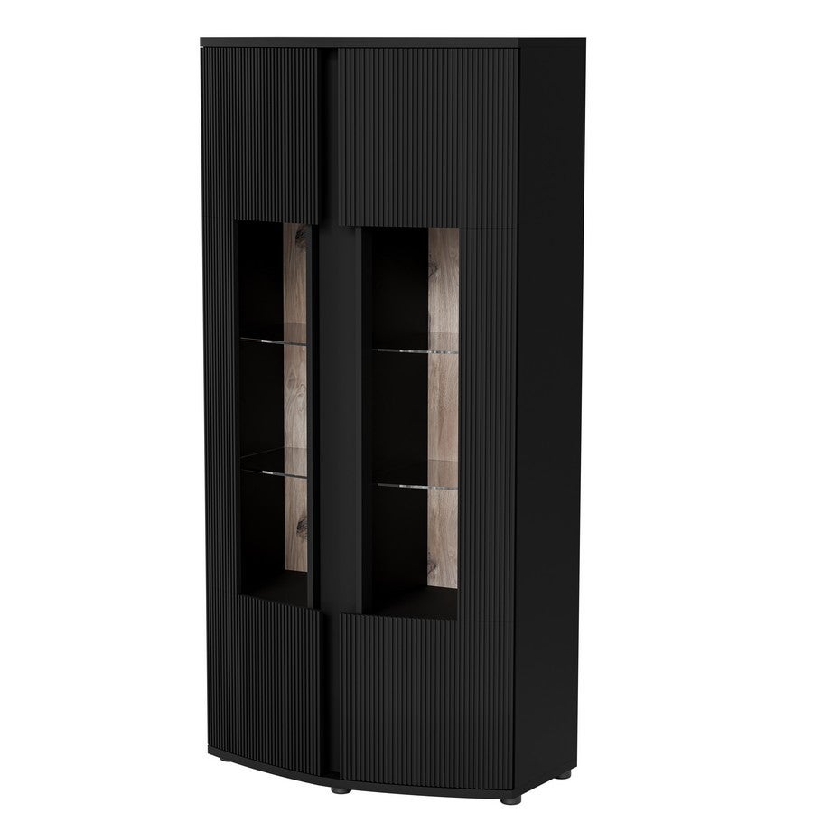 Vitrine design noir avec façade cintrée Looping | Leroy Merlin