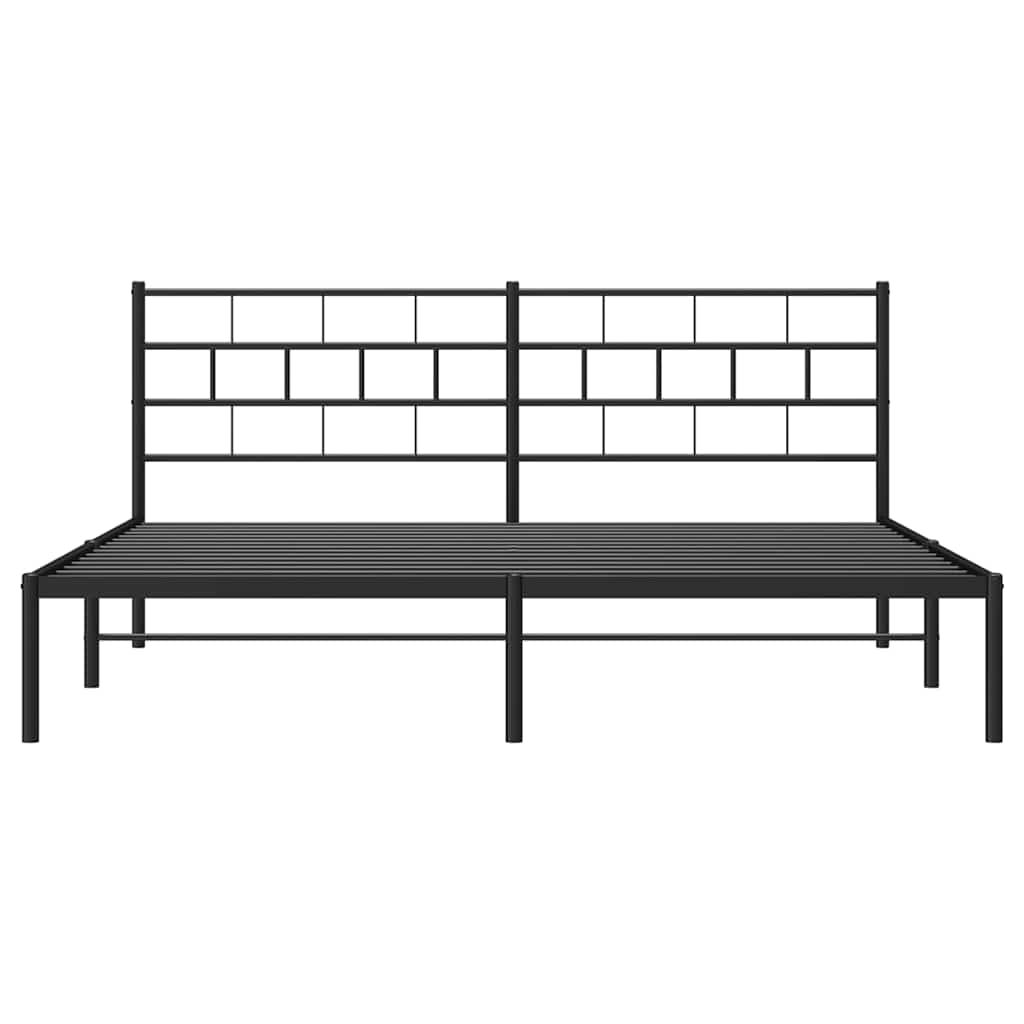 Estructura cama sin colchón con cabecero metal negro 193x203 cm vidaXL - 6