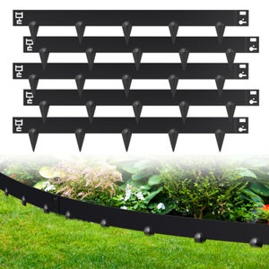 Bordure De Jardin 10 M Noir, Hauteur 6 Cm – Flexible Avec Piquets Robustes, Résistante Aux Intempéries
