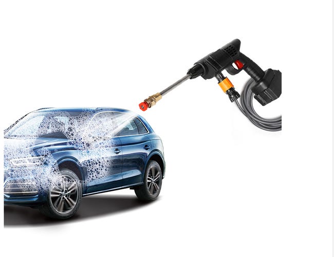 Pulitore Ad Alta Pressione Senza Fili 60 Bar, 300 W Ad Alta Pressione A Batteria, Pistola Ad Acqua Per Lavaggio Auto Con Batterie, Tubo 5 M, Spruzzatore Di Schiuma (30000mAh) : Amazon.it