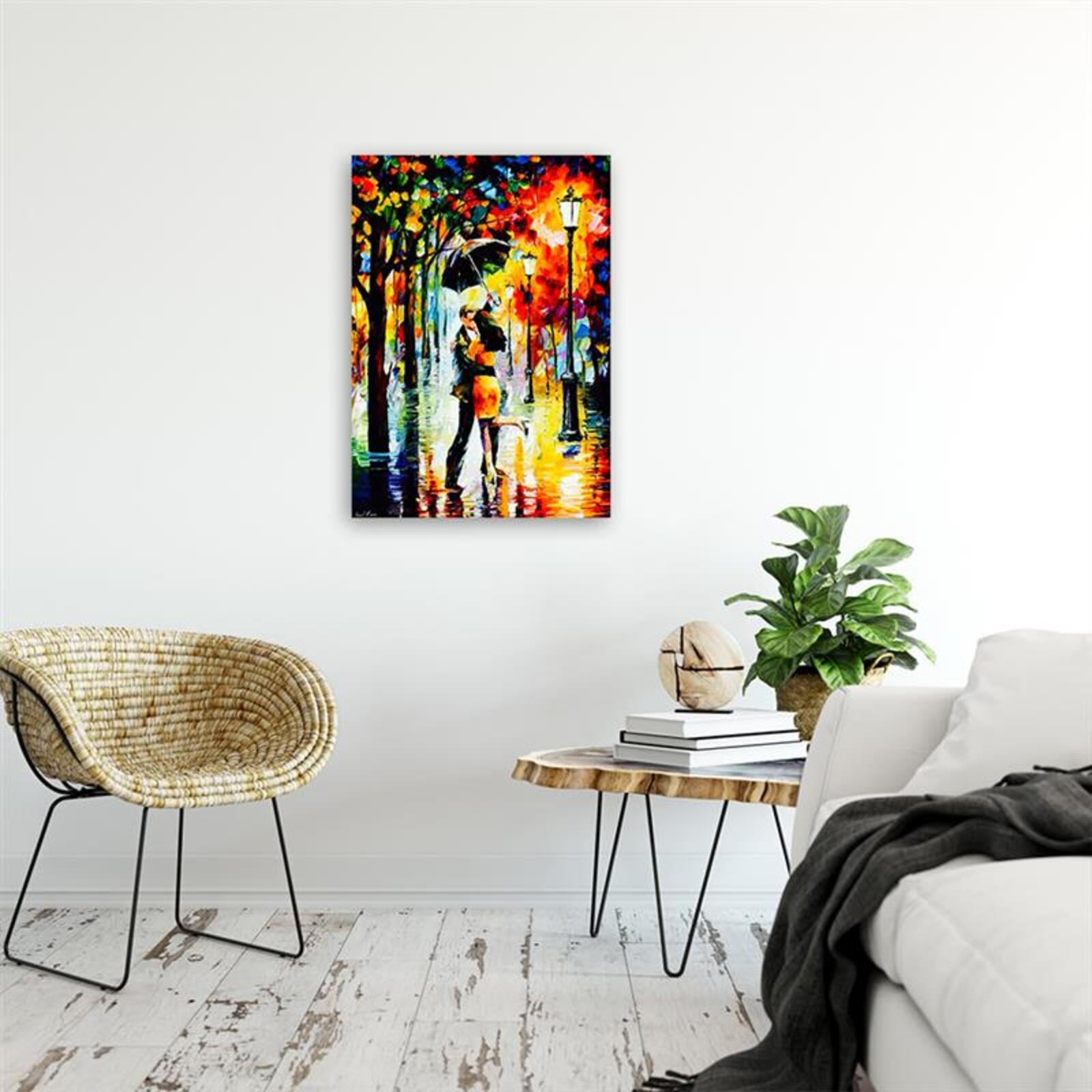 Tableau couple amoureux sous un parapluie - 70 x 100 cm - 4