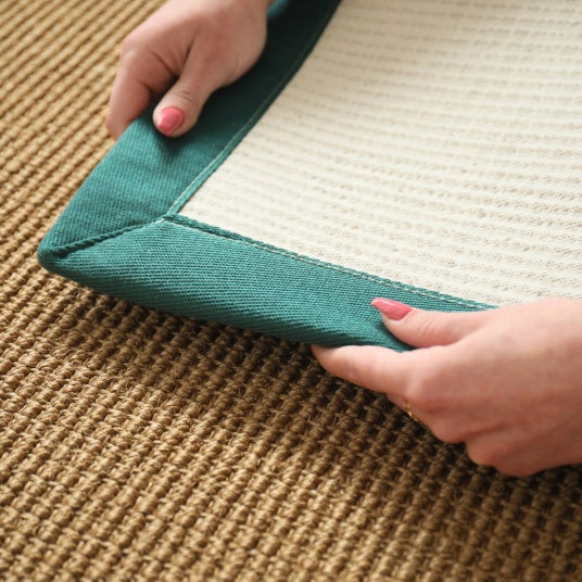 Tapis Sisal grosses boucles - Cuba havane - Ganse vert émeraude - 120 x 170 cm - 5