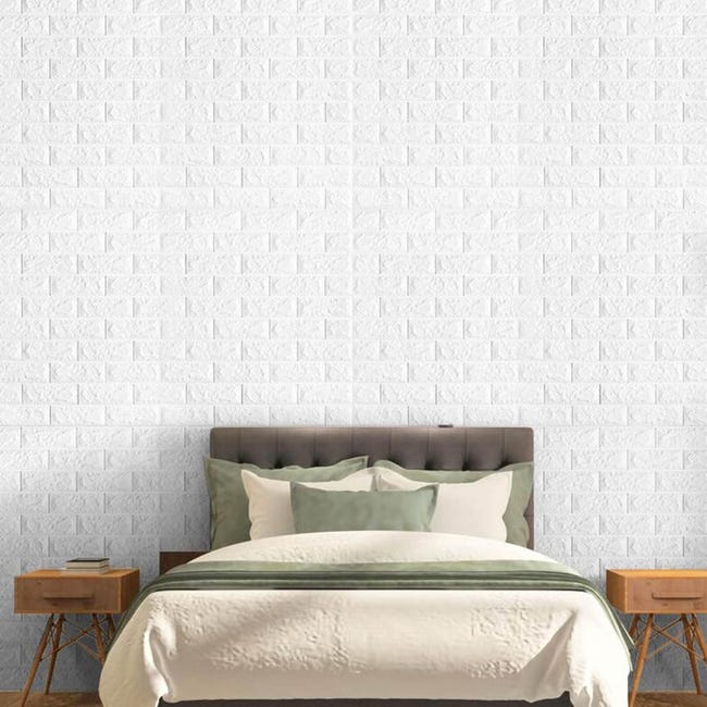 Papel De Pared Papel Pintado Efecto Ladrillo Blanco 3D - 10.05x0.53m (Made In Germany) Papel Pared