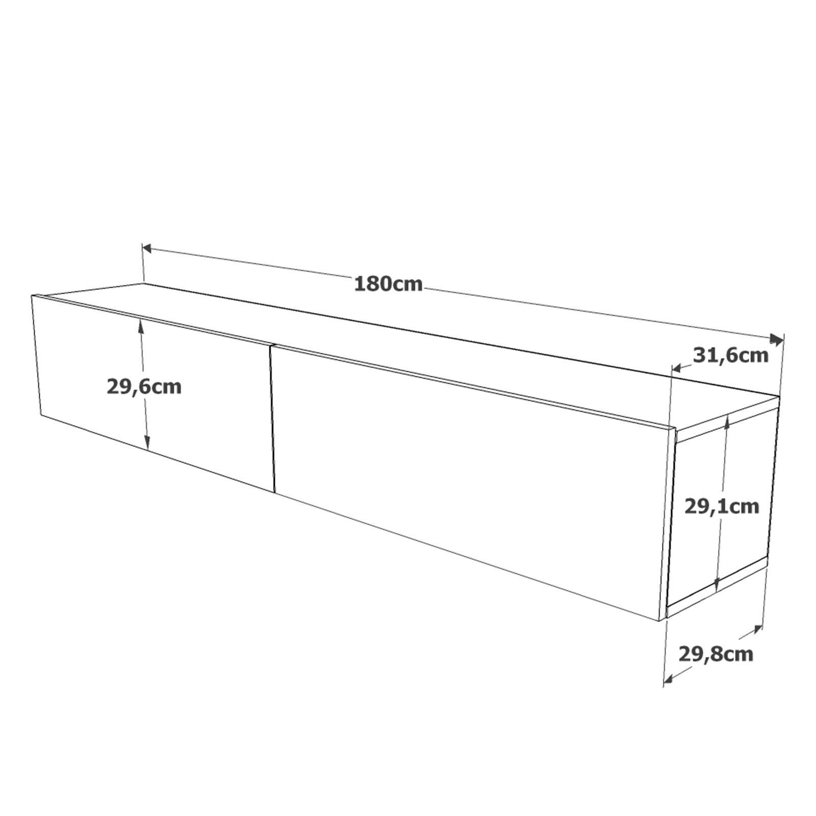Meuble TV 2 portes battantes Wafo 180cm Bois Naturel et Blanc - 6