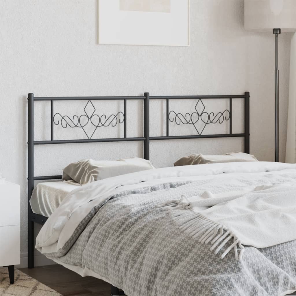 The Living Store Tête de lit métal noir 160 cm - Meuble Chambre