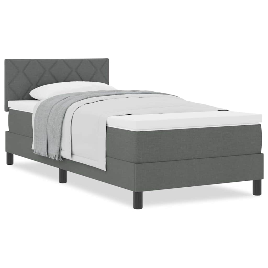 Cadre de lit avec matelas Gris foncé 90 x 200 cm tissu - 4