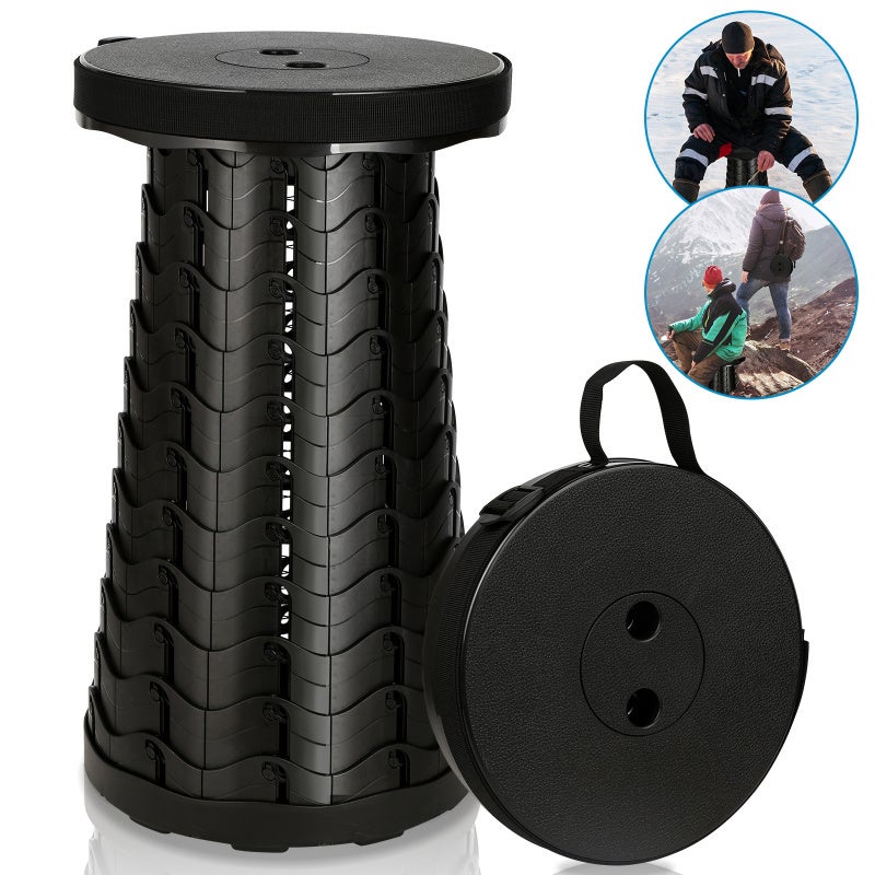 45*26 cm, teleskopowy, przenośny, składany stołek, maksymalne obciążenie 250 kg, do podróży, na kemping, wędkowanie, na zewnątrz (czarny)