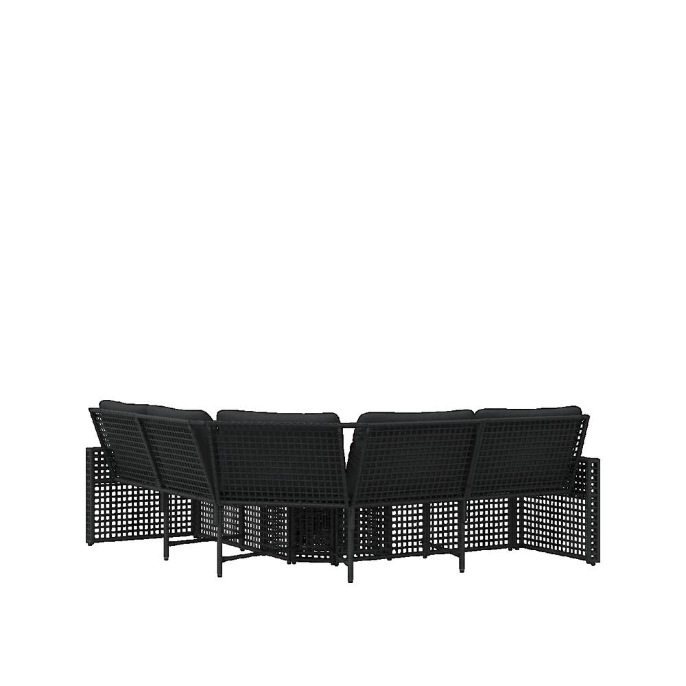 Sofa ogrodowy vidaXL w kształcie litery L z poduszkami i podnóżkiem czarny odporny na warunki atmosferyczne