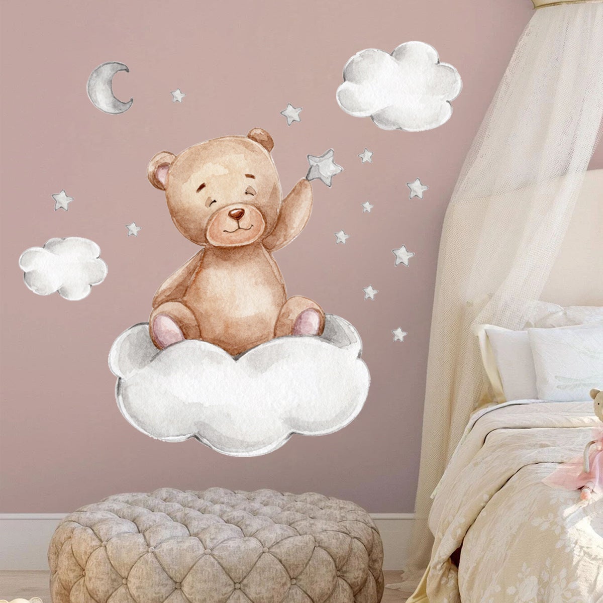 PREMYO Set de 80 Stickers Muraux Enfants Cœurs - Autocollants Décoration Murale Chambre Bébé - Facile à Poser Blanc