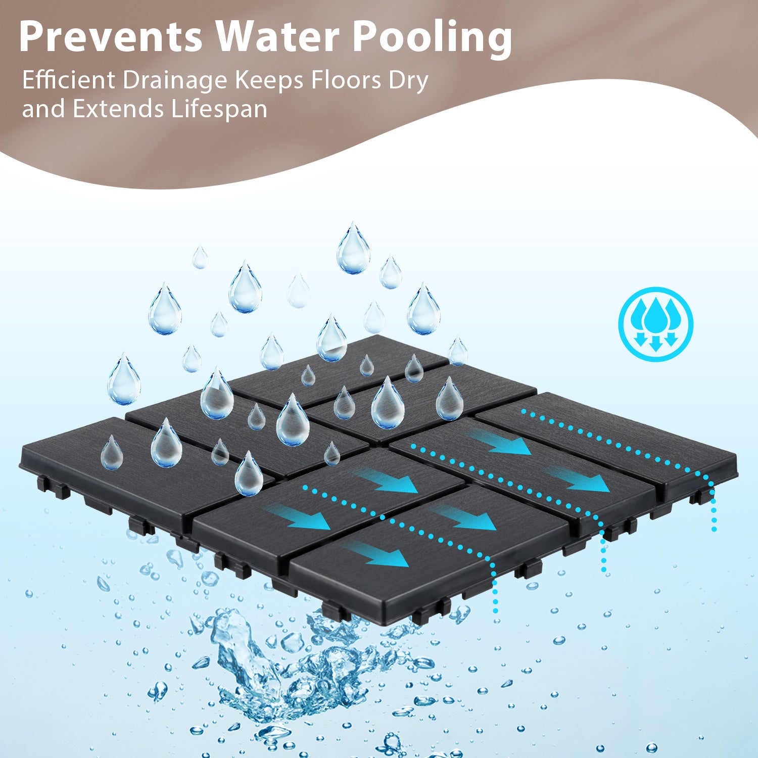 Dalles de sol terrasse jardin – 30x30 cm, drainage efficace, entretien minimal Anthracite 77 pcs（7㎡） - 4