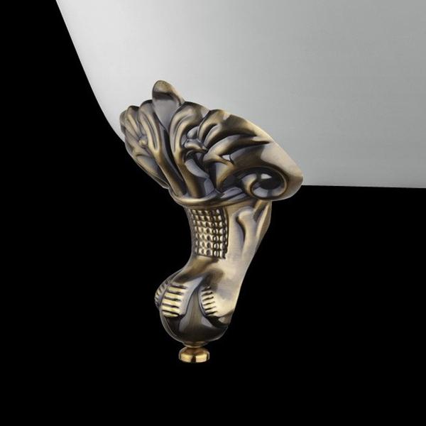 Baignoire sur pieds rétro RICHMOND Blanche 171 cm Pieds d'Aigle Bronze jaune vieilli - 2