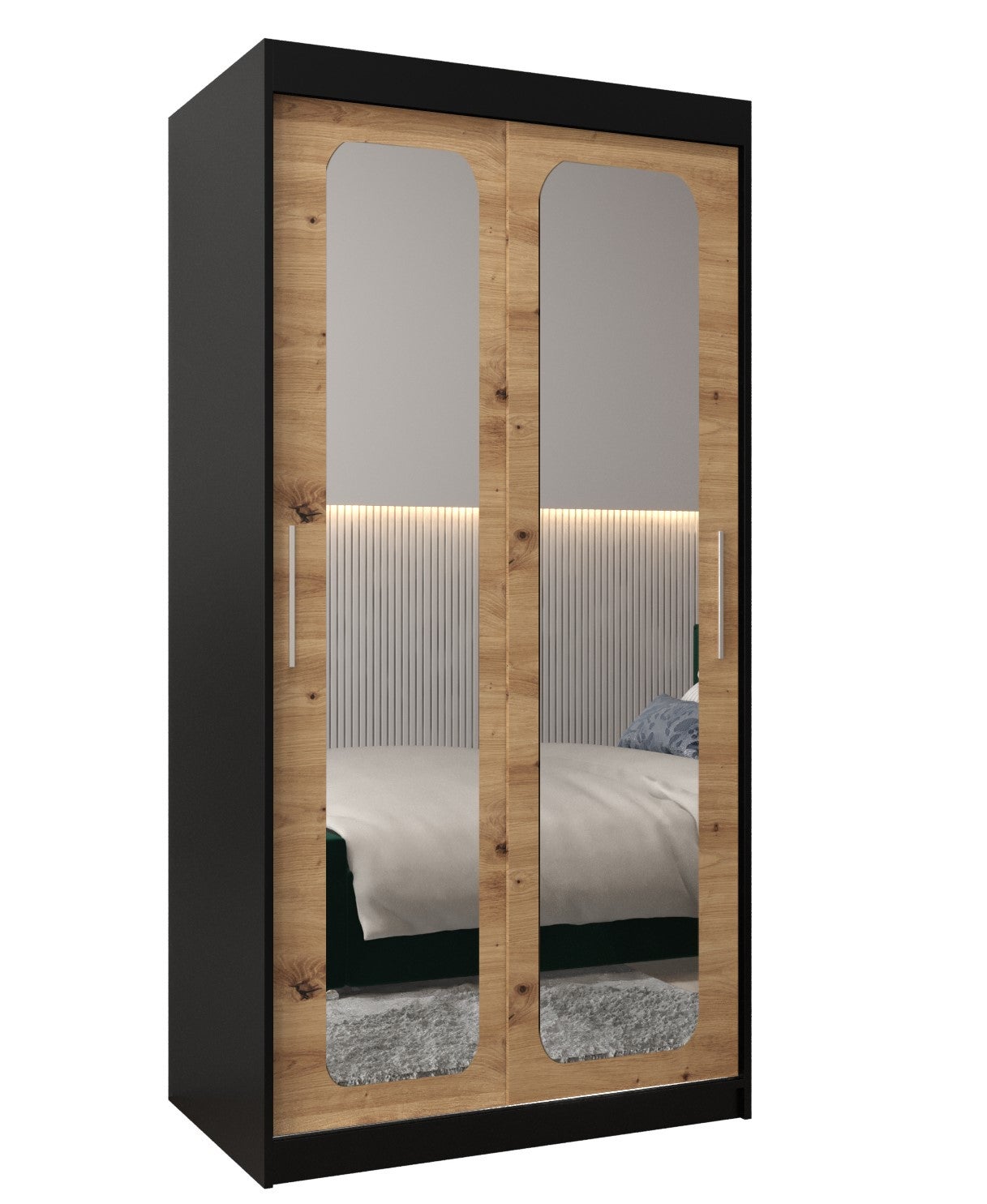 Szafa przesuwna garderoba PROMO T3 100 x 62 x 200 cm Czarny + Artisan - Abiks Meble