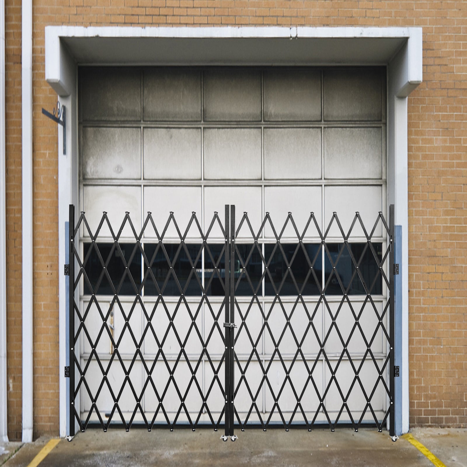 Barrière De Sécurité Pliante Extensible VEVOR 1,7 M × 1,26 M - Clôture Acier Noir Roulante 360°, Avec Cadenas, Pour Escalier, Garage, Sous-Sol Ou Entrée