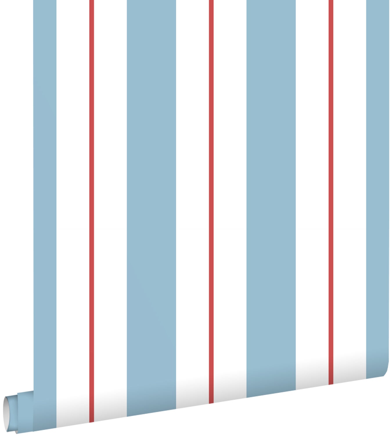 Tapeta paski niebieskimIczerwonym - 0.53 x 10.05 m - ESTAHOME