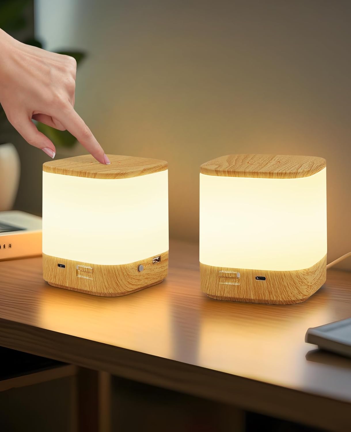 ZMH Lampa stołowa LED dotykowa regulacja natężenia, lampa nocna ładowana przez USB z 3 temperaturami barwowymi(3600mAh)