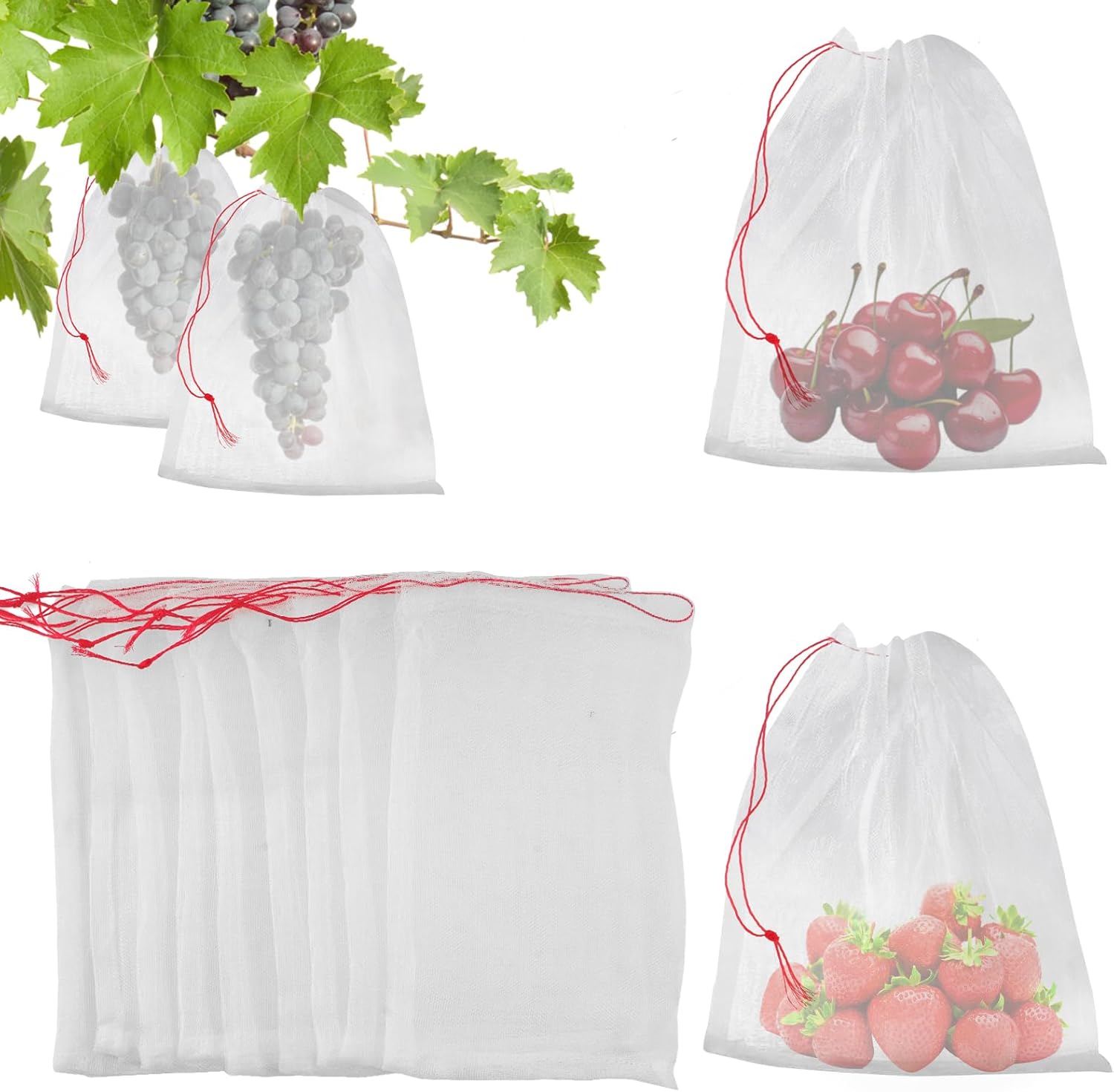 Zestaw 100 worków przeciw owadom i moskitier, 20 x 30 cm, ochrona roślin i owoców, biała siatka ogrodowa