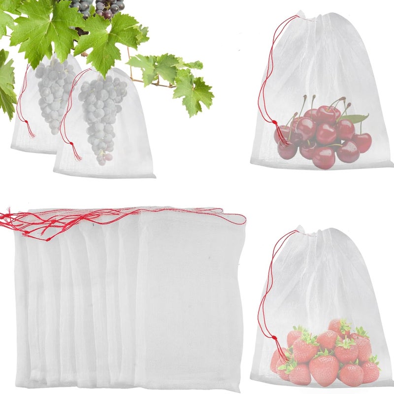 Zestaw 100 worków przeciw owadom i moskitier, 20 x 30 cm, ochrona roślin i owoców, biała siatka ogrodowa
