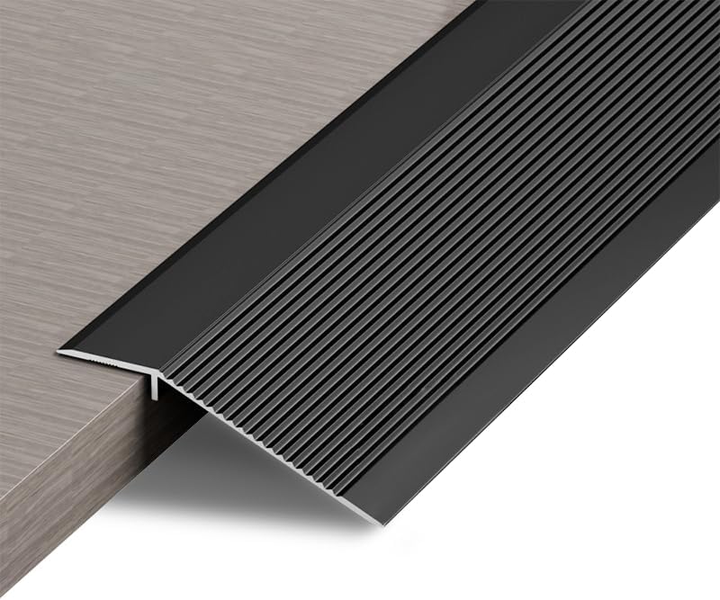 Profil progowy aluminiowy, szerokość 10 cm, profil przejściowy do progów drzwiowych, odpowiedni do nachyleń od 10 do 35 mm - czarny, 0,9 m