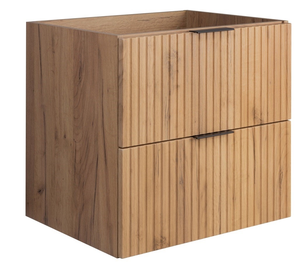 Szafka pod umywalkę FLOW 60 cm dab craft 2 kolory uchwytów w zestawie ryflowane fronty