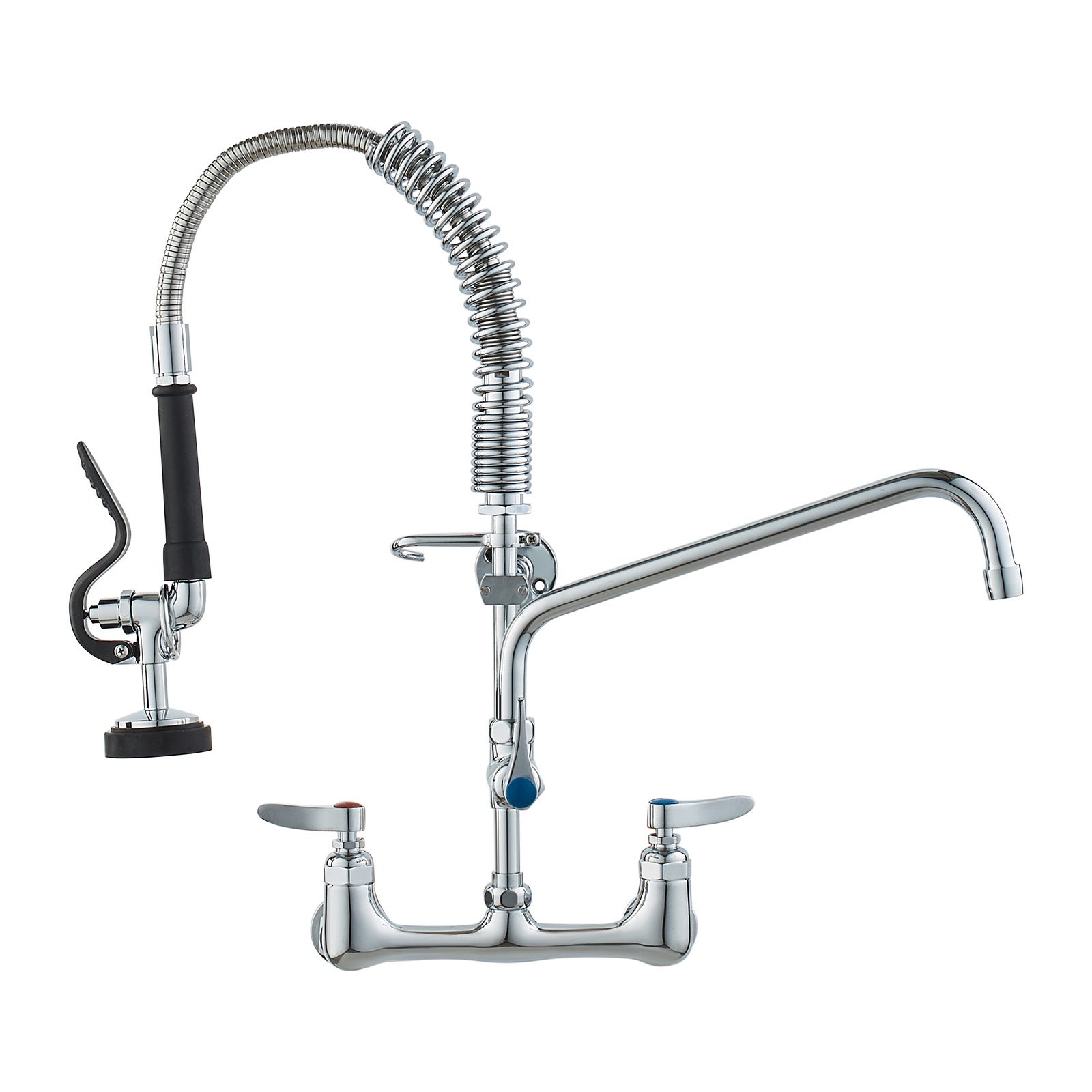 Rășină de bucătărie comercial VEVOR cu pulverizator pre-lavare, robinet de scurgere extensibil, înălțime 530 mm, spațiu între capete 203 mm