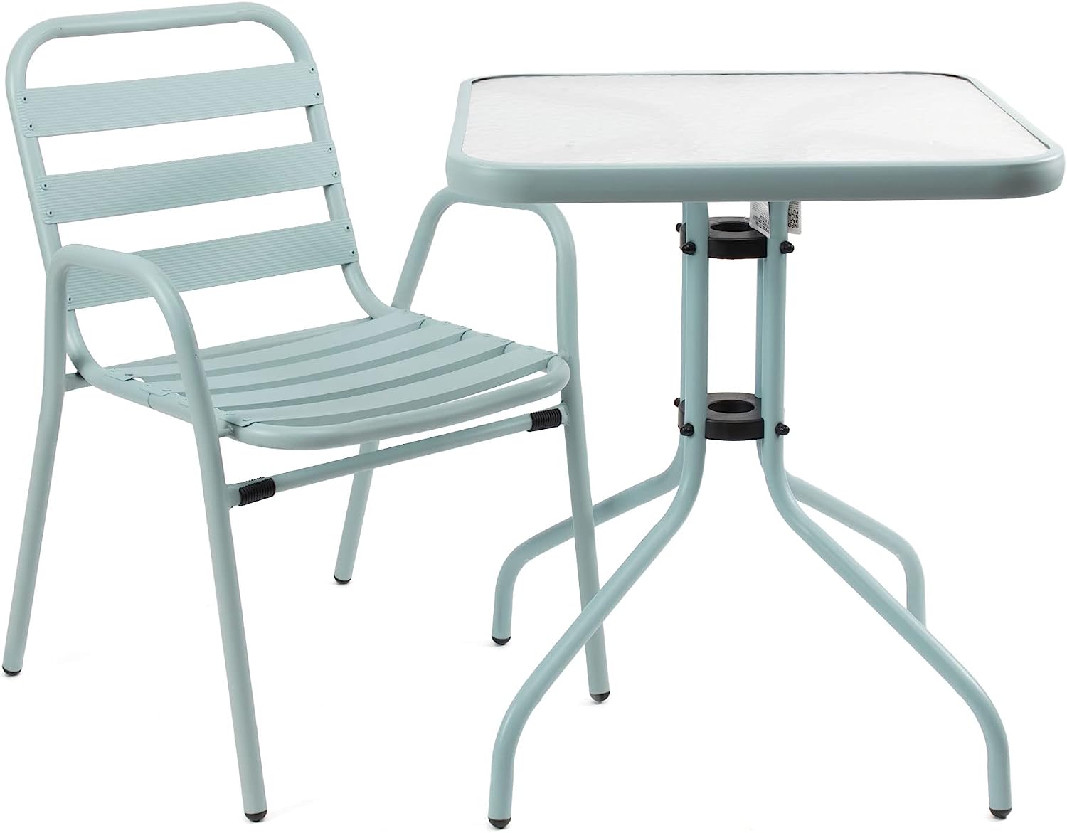 Silla de Aluminio con Reposabrazos para Jardín - Alto 76 cm x Largo 56 cm x Ancho 48 cm - verde claro - 5