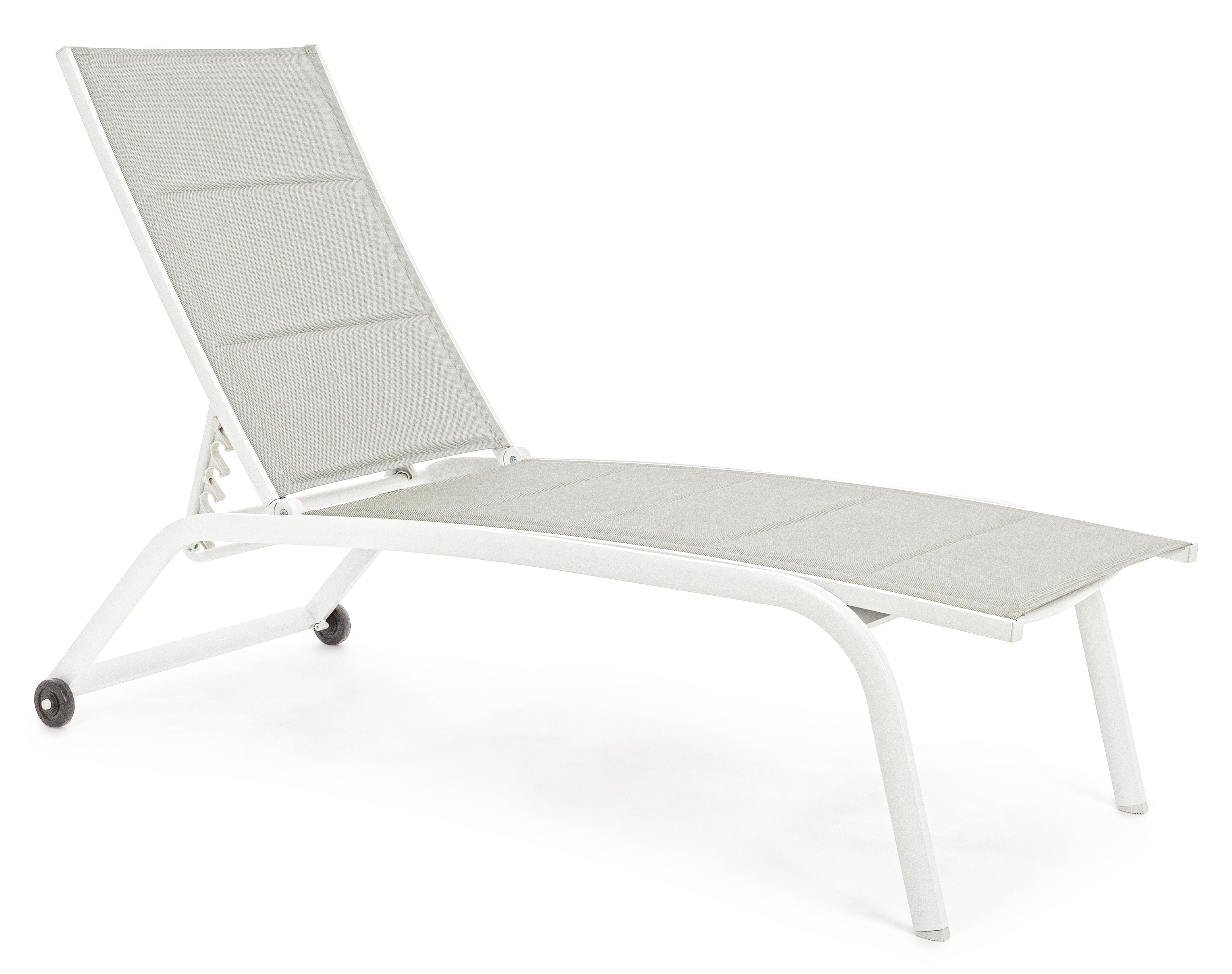 Chaise longue en aluminium et textylène blanc Chloé - Lot de 4 | Leroy