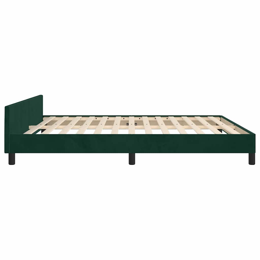 Cadre de lit sans matelas vert foncé 160 x 200 cm velours - 8