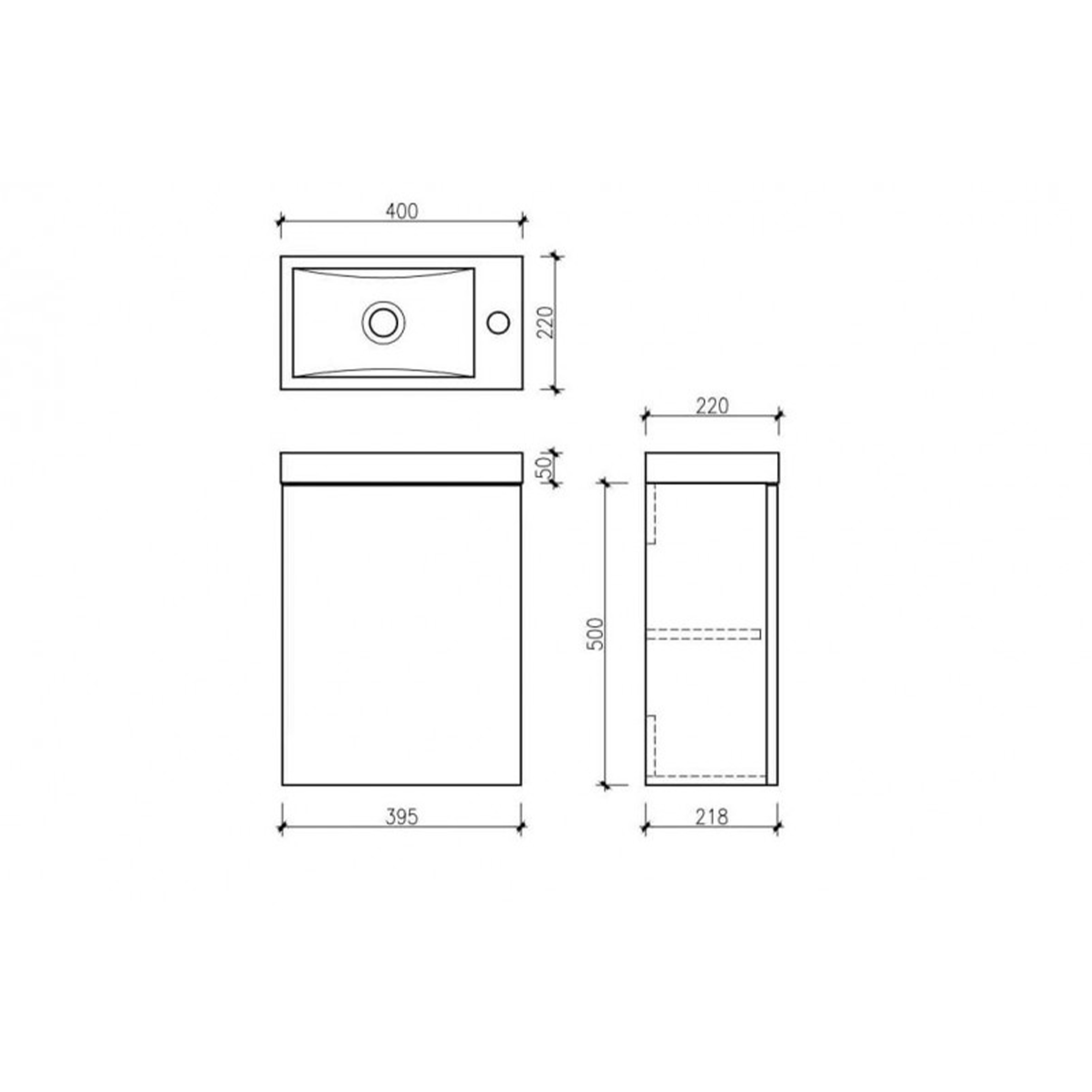 Meuble lave main vasque 40 cm gris laque Aquapixo - 5